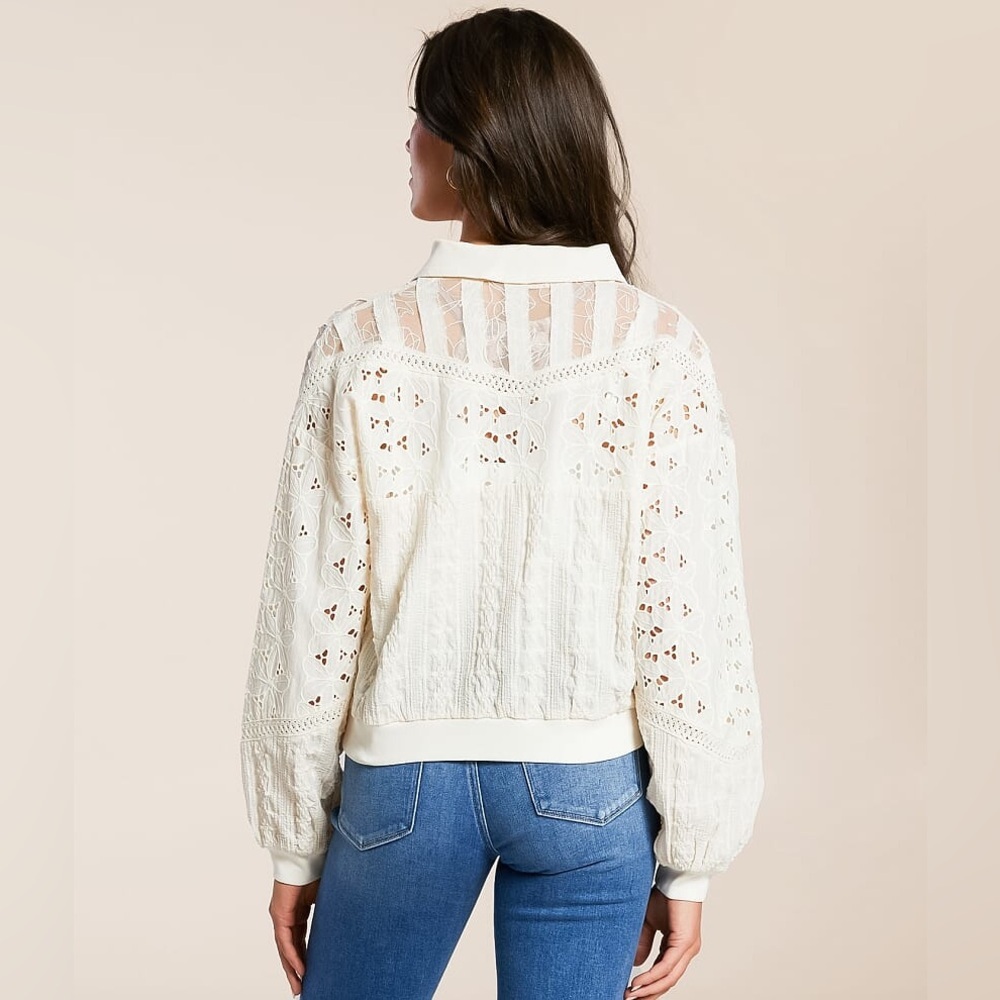 NWOT Miss Me Mixed Crochet Shirt Sz S - Picture 4 of 16